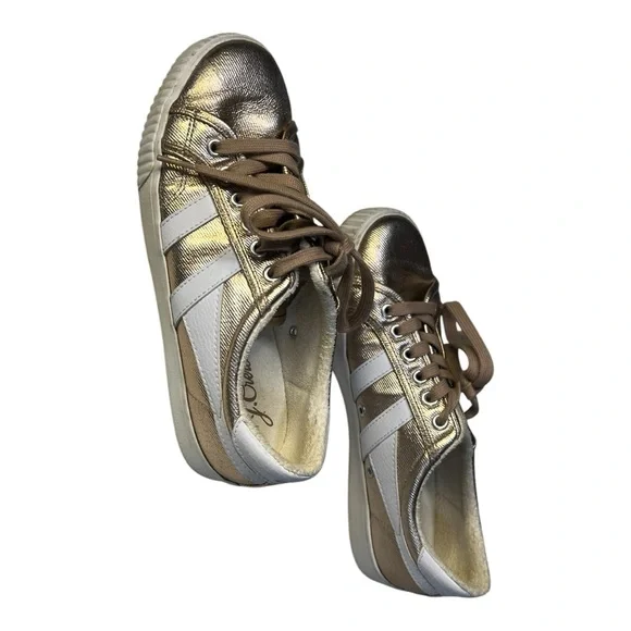 J Crew Gola Coaster Low Top Sneakers in Rose Gold Mark Cox Pink Metallic EUCSB12 - Picture 3 of 5